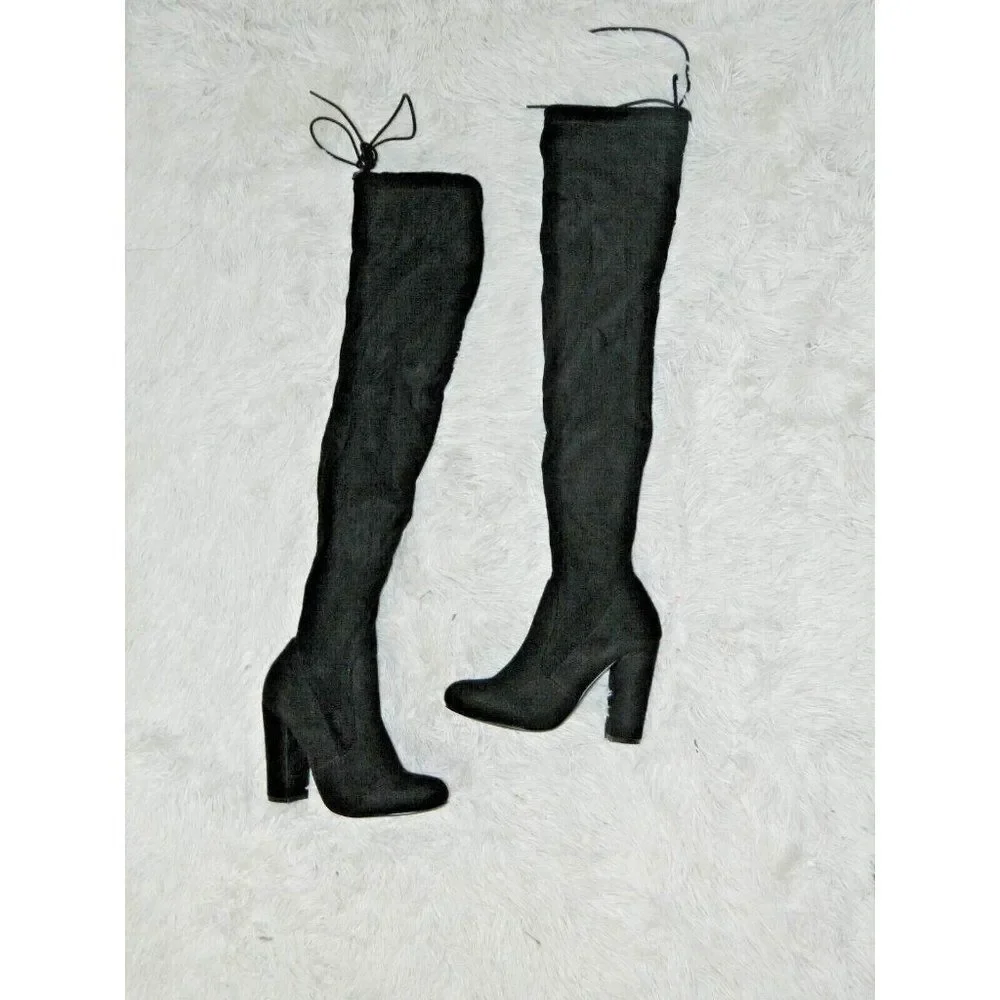 Lulu's Boots So Much Yes‎ Black Suede Over the Knee Boots